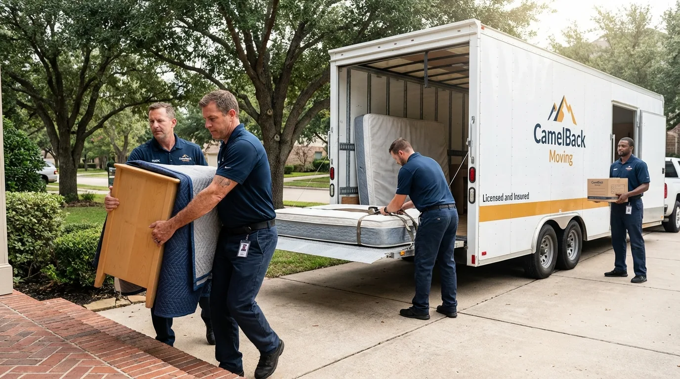 Crew loading residential truck for cross-state move from Havana, IL