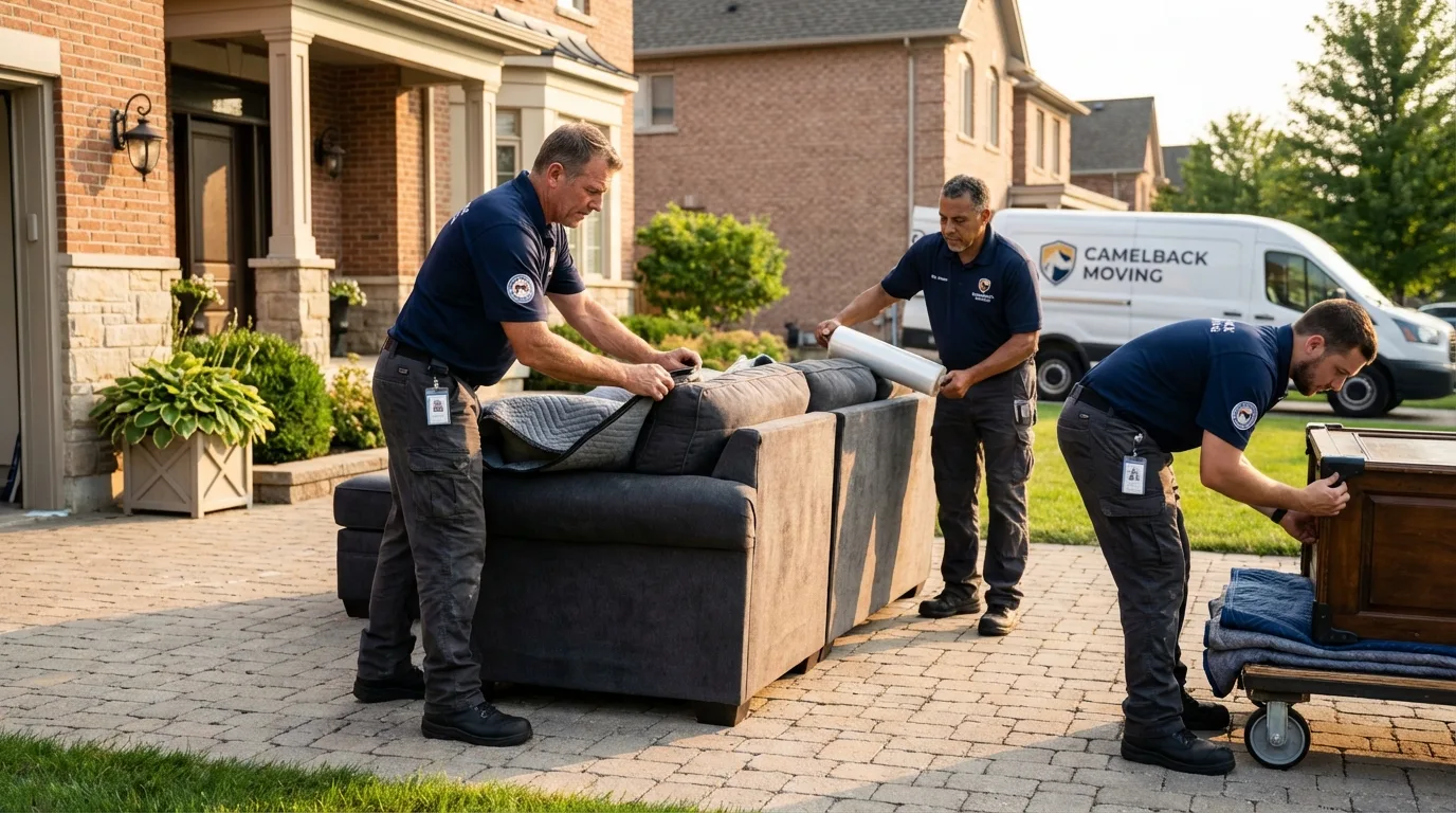Large estate moving crew wrapping furniture in Havana, IL